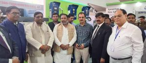 UP Transport Minister Dayashankar SIngh at booth of Servotech Power Systems at India SOlar & EV Expo