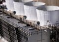 electrical power substation with transformers and insulators