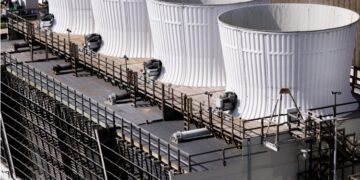 electrical power substation with transformers and insulators